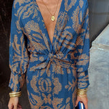 Long Sleeve Occasion Dress | V-Neck Midi with a Paisley Print