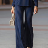 Women's Pinstripe Suit Set | Navy Tailored Blazer & Trousers