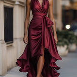 Sophisticated Halterneck Satin Evening Gown