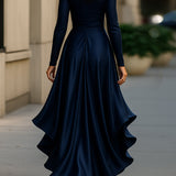 Satin Maxi Dress for Women – Chic Draped Wrap Evening Look