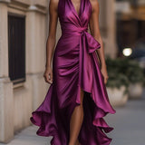 Sophisticated Halterneck Satin Evening Gown