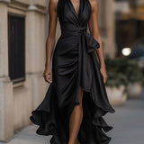 Sophisticated Halterneck Satin Evening Gown