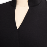Chic Black Dress with Mandarin Neckline