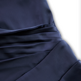 Satin Midi Dress for Women – Draped Collar Evening Elegance