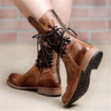 Women’s Vintage Lace-Up Boots – Retro Studded Leather