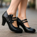 Women’s High Block Heels Bow Court Shoes