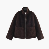 Women’s Fleece Zip Jacket with Patch Pockets Casual Coat