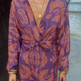 Long Sleeve Occasion Dress | V-Neck Midi with a Paisley Print