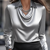 Chic Satin Draped Blouse