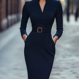 Chic Black Dress with Mandarin Neckline