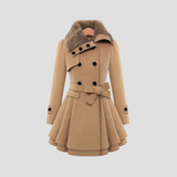 Women’s Belted Wool Coat with Faux Fur Collar