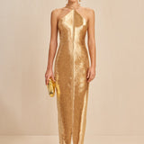Elegant Satin Midi Dress with Cowl Neckline