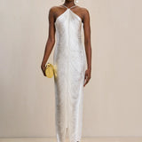 Elegant Satin Midi Dress with Cowl Neckline