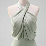 Chic Satin Halter Maxi Dress for Bridesmaids