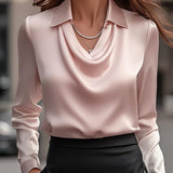 Chic Satin Draped Blouse