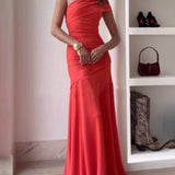 Elegant Off-Shoulder Ruched Maxi Dress