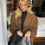 Autumn Brown Suede Trench | Oversized Coat with Wide Lapel Design
