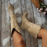 Stylish Chunky Heeled Cowgirl Boots for Women – Zip Fastening Western Look