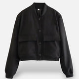 Women’s Spring Vintage Bomber Jacket Zip Front Lightweight
