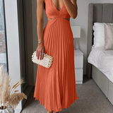 Satin Midi Dress | The Elegant Pleated Design