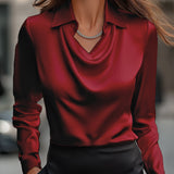 Chic Satin Draped Blouse