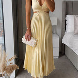 Satin Midi Dress | The Elegant Pleated Design