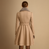 Women’s Belted Wool Coat with Faux Fur Collar