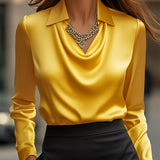 Chic Satin Draped Blouse
