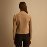 Women’s Suede Biker Jacket – Slim Fit Zip-Up