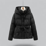 Women's Winter Parka Coat with Faux Fur Hood & Belt