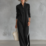 Women's Button‑Down Collar Maxi Sweat Dress