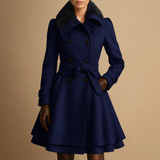Women’s Belted Wool Coat with Faux Fur Collar