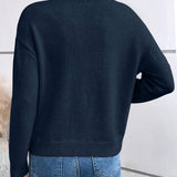 Women’s Lace Trim V-Neck Jumper – Elegant Ribbed Knit Sweater