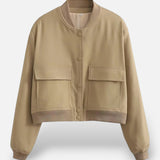 Women’s Spring Vintage Bomber Jacket Zip Front Lightweight