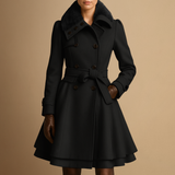 Women’s Belted Wool Coat with Faux Fur Collar