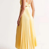 Satin Midi Dress | The Elegant Pleated Design