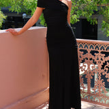 Elegant Off-Shoulder Ruched Maxi Dress