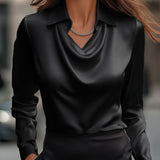 Chic Satin Draped Blouse