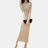 Women’s Slim Fit Knitted Wool Dress – Winter Elegance