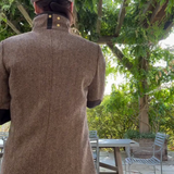 Women’s Brown Tweed Jacket with Stand Collar