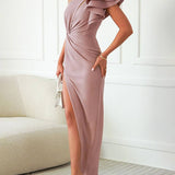 Women’s One-Shoulder Ruffle Evening Dress