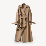 Elegant Classic Trench Coat for Women | Belted Longline Waterproof