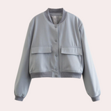 Women's Utility Bomber Jacket with Ribbed Cuffs & Hem