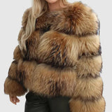 Women’s Short Faux Fur Jacket with Long Sleeves