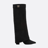 Sleek Leather Knee-High Boots with Pointed Toe & Side Zip