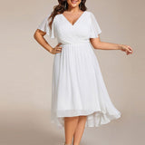 Plus Size Wedding Guest Dress | V-Neck Chiffon High-Low