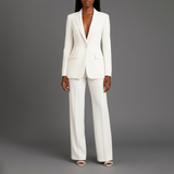 Chic Women's Suit Set – Tailored Long Blazer & Trousers for Formal Occasions