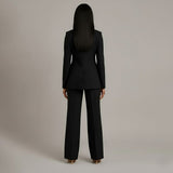 Chic Women's Suit Set – Tailored Long Blazer & Trousers for Formal Occasions