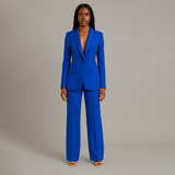 Chic Women's Suit Set – Tailored Long Blazer & Trousers for Formal Occasions