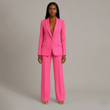 Chic Women's Suit Set – Tailored Long Blazer & Trousers for Formal Occasions